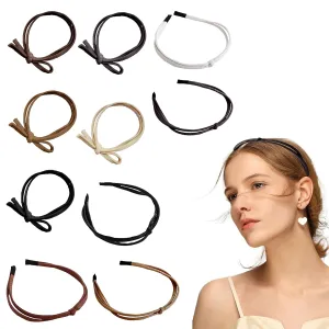 10 Pcs Thin Leather Headbands for Women, Thin Headbands for Women Trendy, Knotted Head Bands, Womens Headband Fashion, Skinny Headband for Womens