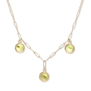 10K Semi-Precious Three Stone Drop Necklace in Peridot