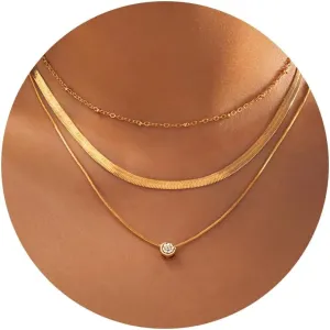 14K Gold Layered Necklaces for Women, Pendant Dainty Chain Choker Fashion Trendy Jewelry Women Gifts