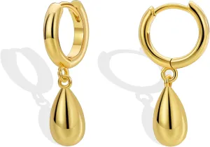 14K Gold Plated Drop Earrings-Medium Huggie Hoop Charm Earrings Lightweight Dangle Earrings for Women-Summer Beach Jewelry Hypoallergenic Gift for Her