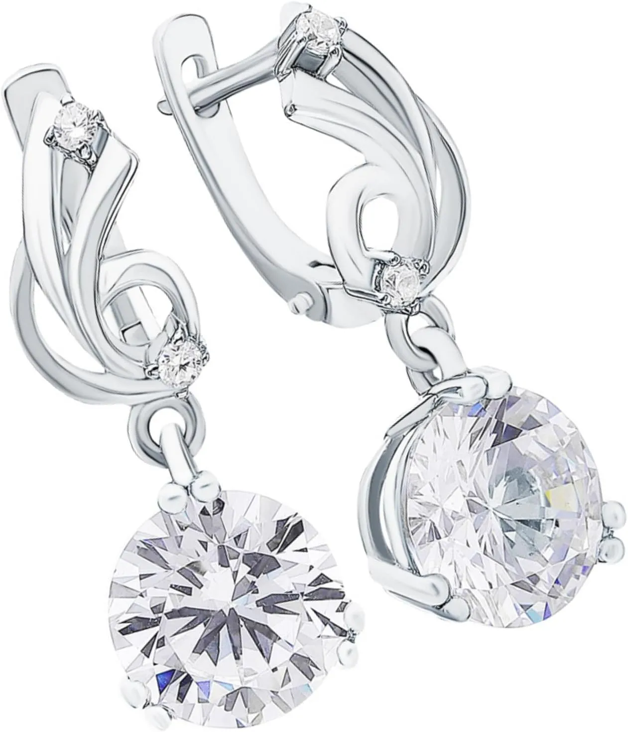 14K Gold Solitaire Drop Earrings, Round Diamond (4.52ct) Brilliant Cut Dangle Earrings, Dainty and Elegant Bridal Jewelry Gift for Women.