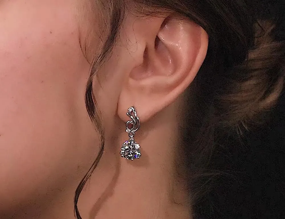 14K Gold Solitaire Drop Earrings, Round Diamond (4.52ct) Brilliant Cut Dangle Earrings, Dainty and Elegant Bridal Jewelry Gift for Women.