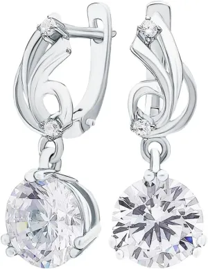 14K Gold Solitaire Drop Earrings, Round Diamond (4.52ct) Brilliant Cut Dangle Earrings, Dainty and Elegant Bridal Jewelry Gift for Women.