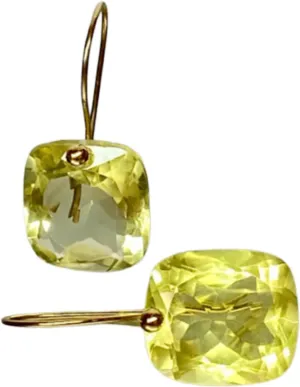14K Solid Gold Minimalist Wedding Yellow Gemstone Dangle Earrings for Women Lemon Quartz Drop Earrings,Holiday Gifts For her