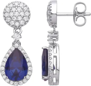 14k White Gold Finish 2.00 Ct Pear Cut Blue Sapphire Push Back Womens Drop and Dangle Earrings