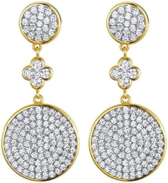 14k Yellow Gold Finish 2.00 Ct Round Cut Diamond Push Back Trendy Womens Drop and Dangle Earrings