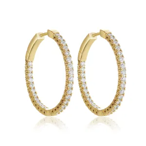 1.50 Cttw Round Diamond Inside out Hoops set in 14k Yellow Gold