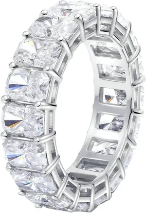 18K Engagement Rings for Couple White Gold 0.3ct Radiant Shape White Moissanite Promise Rings for Womens