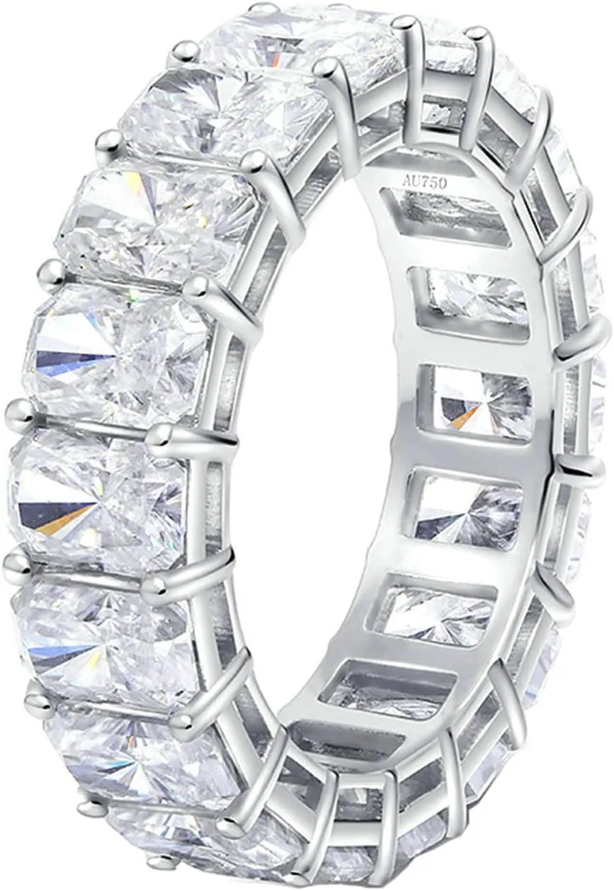 18K Engagement Rings for Couple White Gold 0.3ct Radiant Shape White Moissanite Promise Rings for Womens