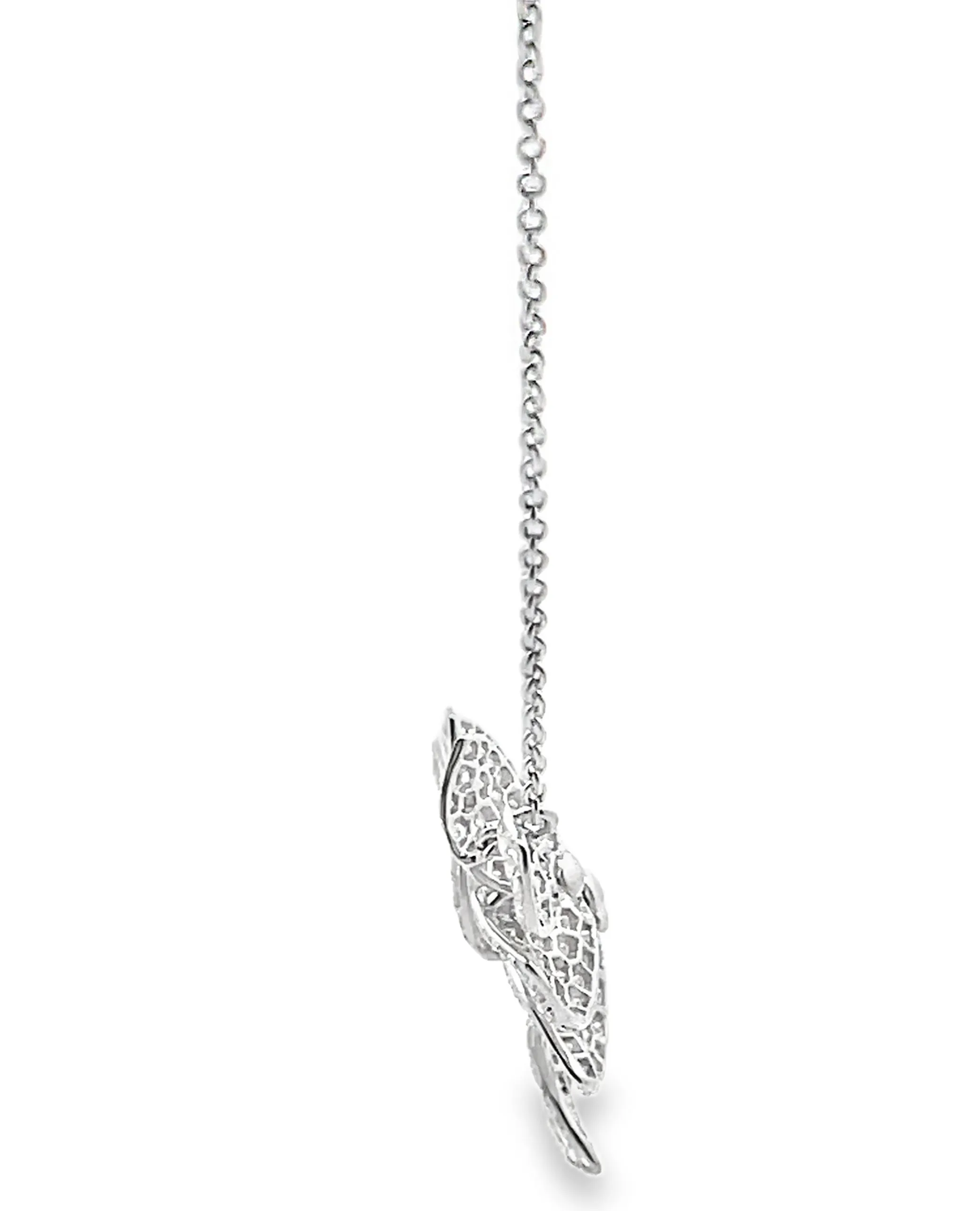 18K White Gold Organic Flower Diamond Necklace