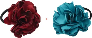 2 Pcs Fashion Large Flower Hair Bows Elastics Hairband Scrunchies Ponytail Holder Stretchy Hair Ties Hair Accessories