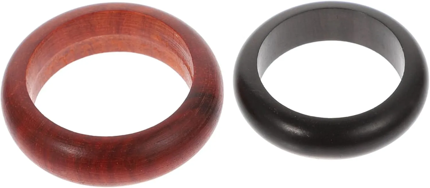 2Pcs Chic Wooden Finger Rings Stylish Knuckle Rings for Women Unique Sandalwood Blood Sandalwood Craft Jewelry Comfortable Lightweight Decor