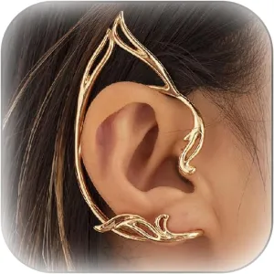 2PCS Elf Ear Cuffs for Women Girls - Non Piercing Fairy Earrings Cuff Wrap Clip-on for Fantasy Halloween Christmas Party Cosplay Costume