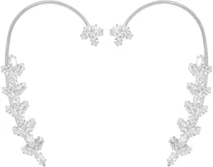 2PCS Sparkling Crystal Leaf Ear Cuffs Earrings for Women Vintage Zircon Ear Wrap Earrings Non-Pierced Cartilage Fake Earrings Jewelry Gifts for Her