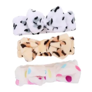 3-pack Girl Face Washing Hair Ties Coral Velvet Makeup Headband Comfortable Elastic Bowknot Hairband for Brushing Teeth Washing Face
