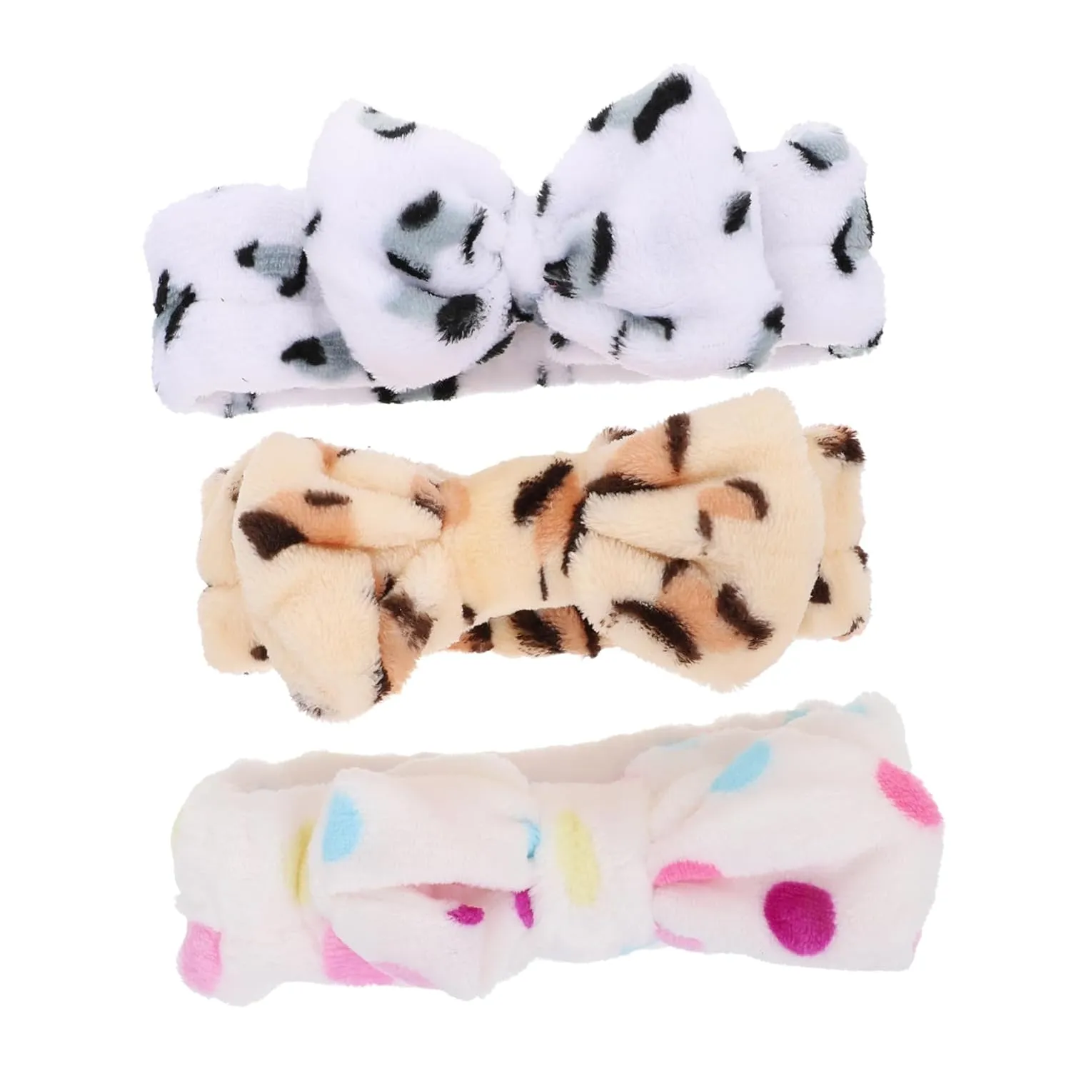 3-pack Girl Face Washing Hair Ties Coral Velvet Makeup Headband Comfortable Elastic Bowknot Hairband for Brushing Teeth Washing Face