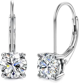 3.20Ct Round Cut Diamond Dangle Drop Earrings 14K White Gold Plated 925 Sterling Silver Best Gift For Her