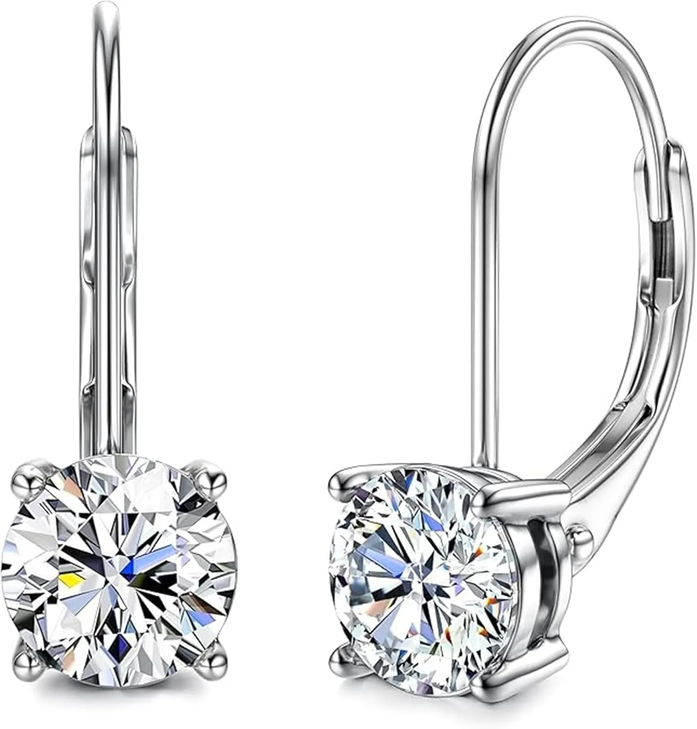 3.20Ct Round Cut Diamond Dangle Drop Earrings 14K White Gold Plated 925 Sterling Silver Best Gift For Her