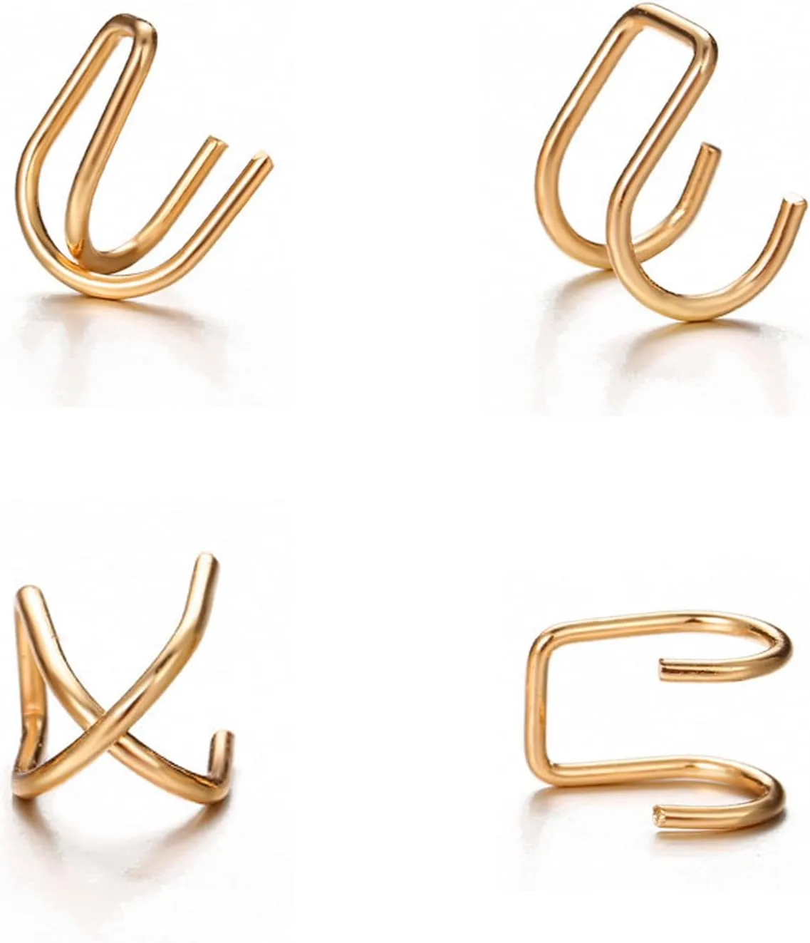 4Pcs Ear Cuffs for Women Non Piercing Gold Cross Double Lines Ear Cuffs Earrings Chunky Ear Cuffs Earrings Minimalist Helix Ear Clip on Cartilage Earrings Set for Women Men Ear Cuffs Jewelry