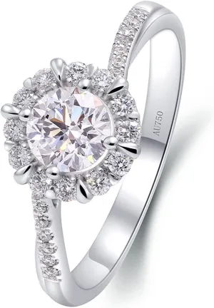 585 14K White Gold Women's Rings, 0.6ct Moissanite Matching Rings Silver, Round Shape Customized Size Matching Rings for Couples for Wife