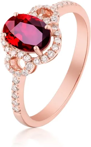 750 Rose Gold 18K Couple Promise Rings, Rose Gold Women's Rings Jewelry, 4 Claws 1ct Ruby Promise Rings Birthday Present for Her Size 8.5