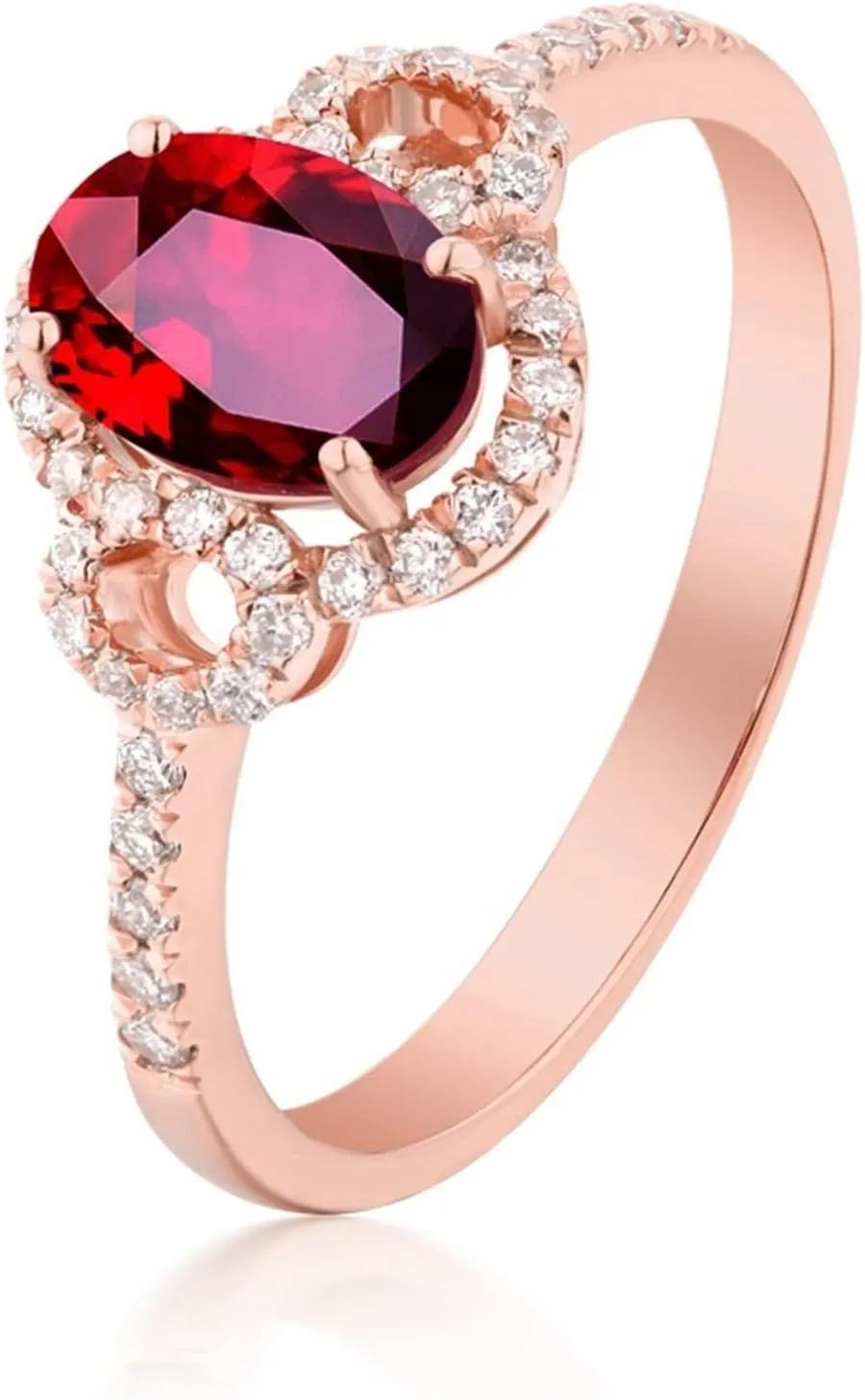 750 Rose Gold 18K Couple Promise Rings, Rose Gold Women's Rings Jewelry, 4 Claws 1ct Ruby Promise Rings Birthday Present for Her Size 8.5