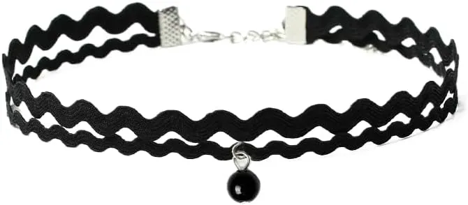 925 Sterling Silver Black Punk Lace Choker Tattoo Necklace for Women - Tattoo Choker Necklace For Women, Black Stretchy Choker, Geometric Collar Choker Necklace, Elastic Choker Jewelry For Women