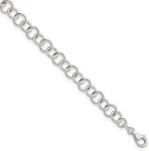 925 Sterling Silver Fancy Lobster Closure Polished-Fancy Link Anklet-Lobster Claw 8mm Wide - Jewelry Gift for Mom