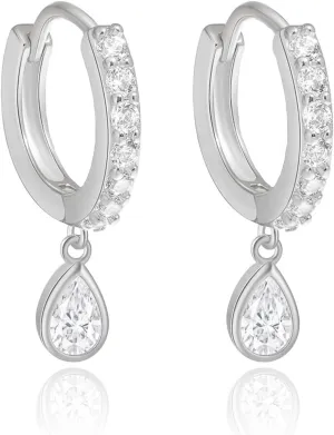 925 Sterling Silver Post Butterfly Drop/Dangle Huggie Zircon Earrings for Women | Butterfly,Water Drop Zircon Hoop Earrings | Dainty Cute Lightweight Earrings Jewelry Gifts for Women