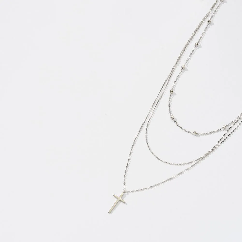 925 Sterling Silver Simple Cross Pendant Necklace for Women Christian Birthday Baptism Gift