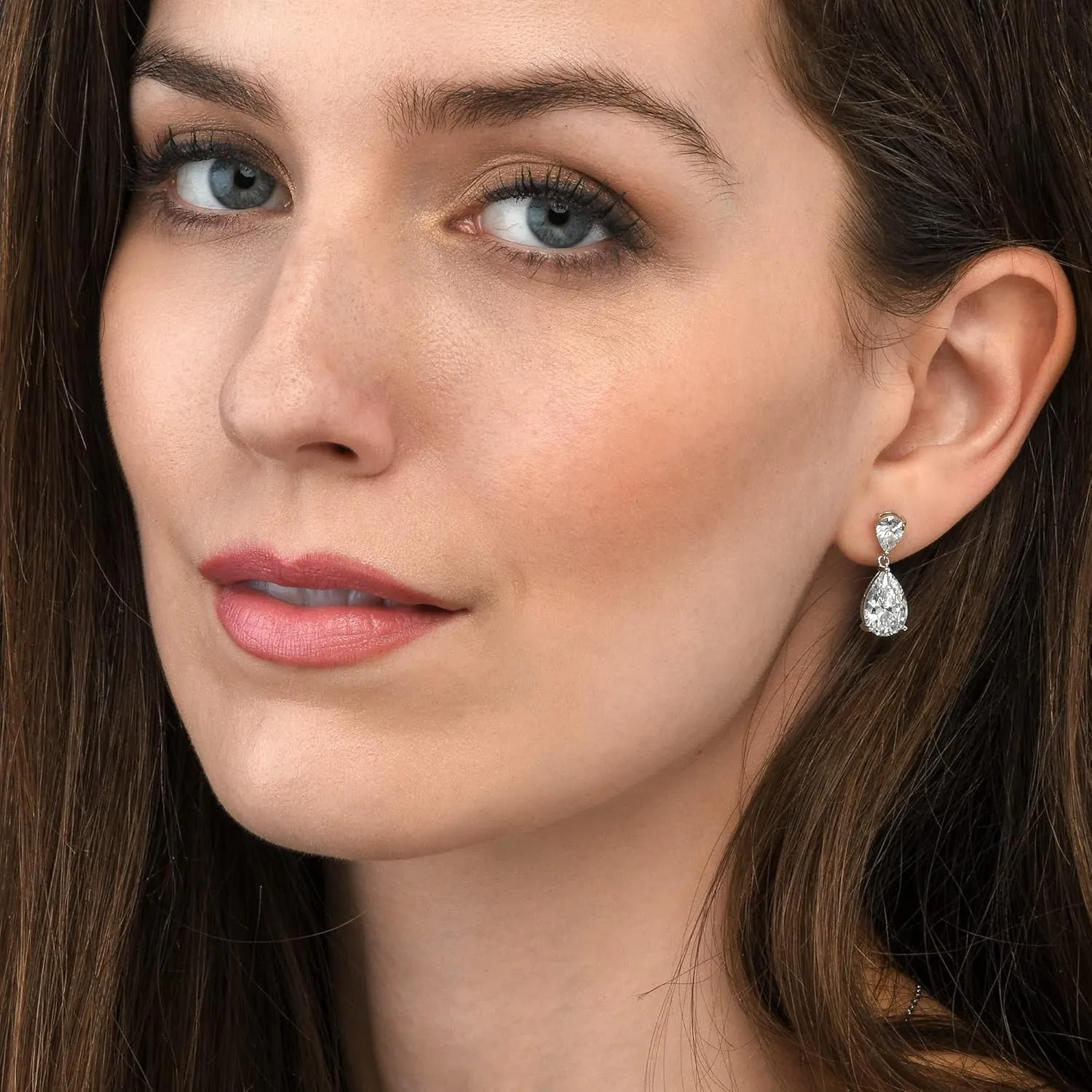 925 Sterling Silver Teardrop Earrings for Women with Colored and White Cubic Zirconia, Sterling Silver Drop Earrings for Women, Elegant Silver, Gold or Rose Gold Dangle Earrings,