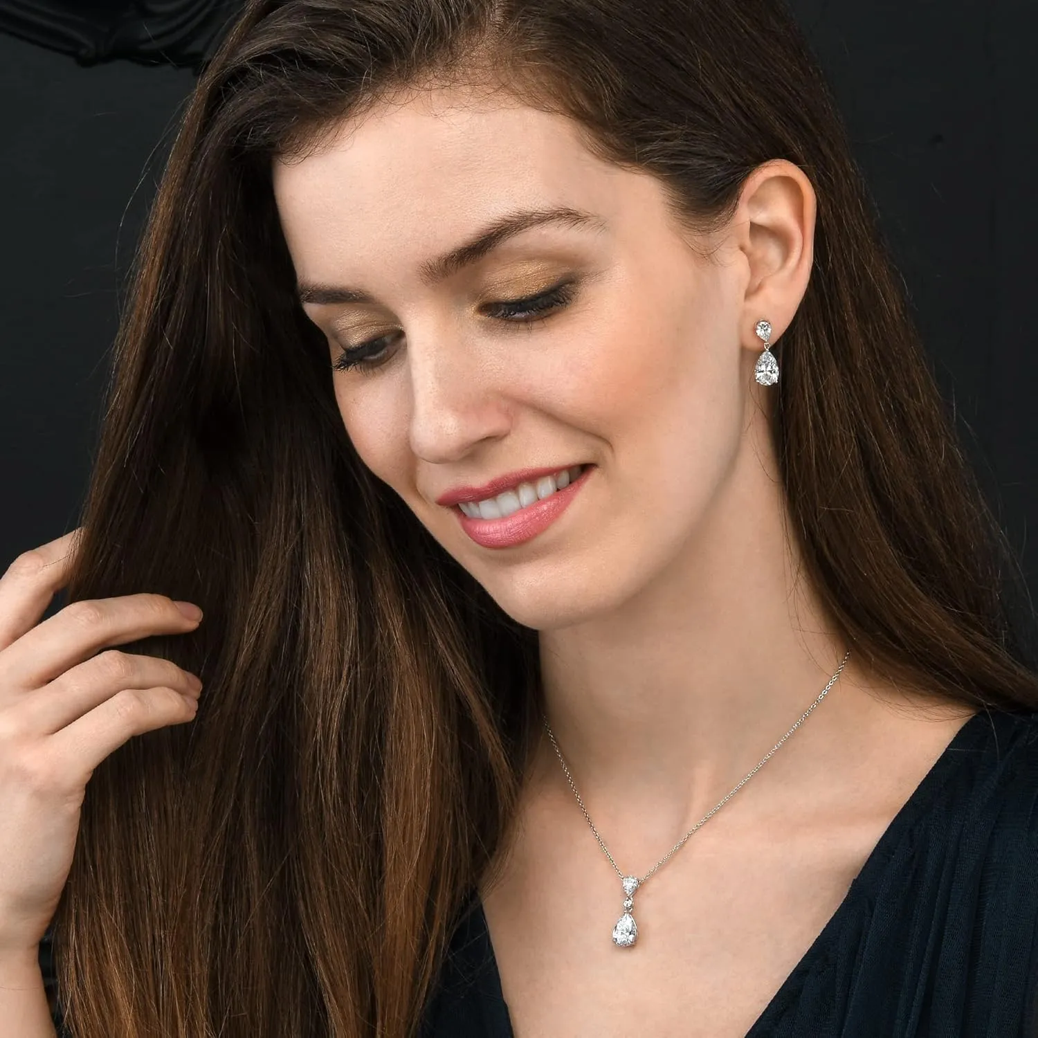 925 Sterling Silver Teardrop Earrings for Women with Colored and White Cubic Zirconia, Sterling Silver Drop Earrings for Women, Elegant Silver, Gold or Rose Gold Dangle Earrings,