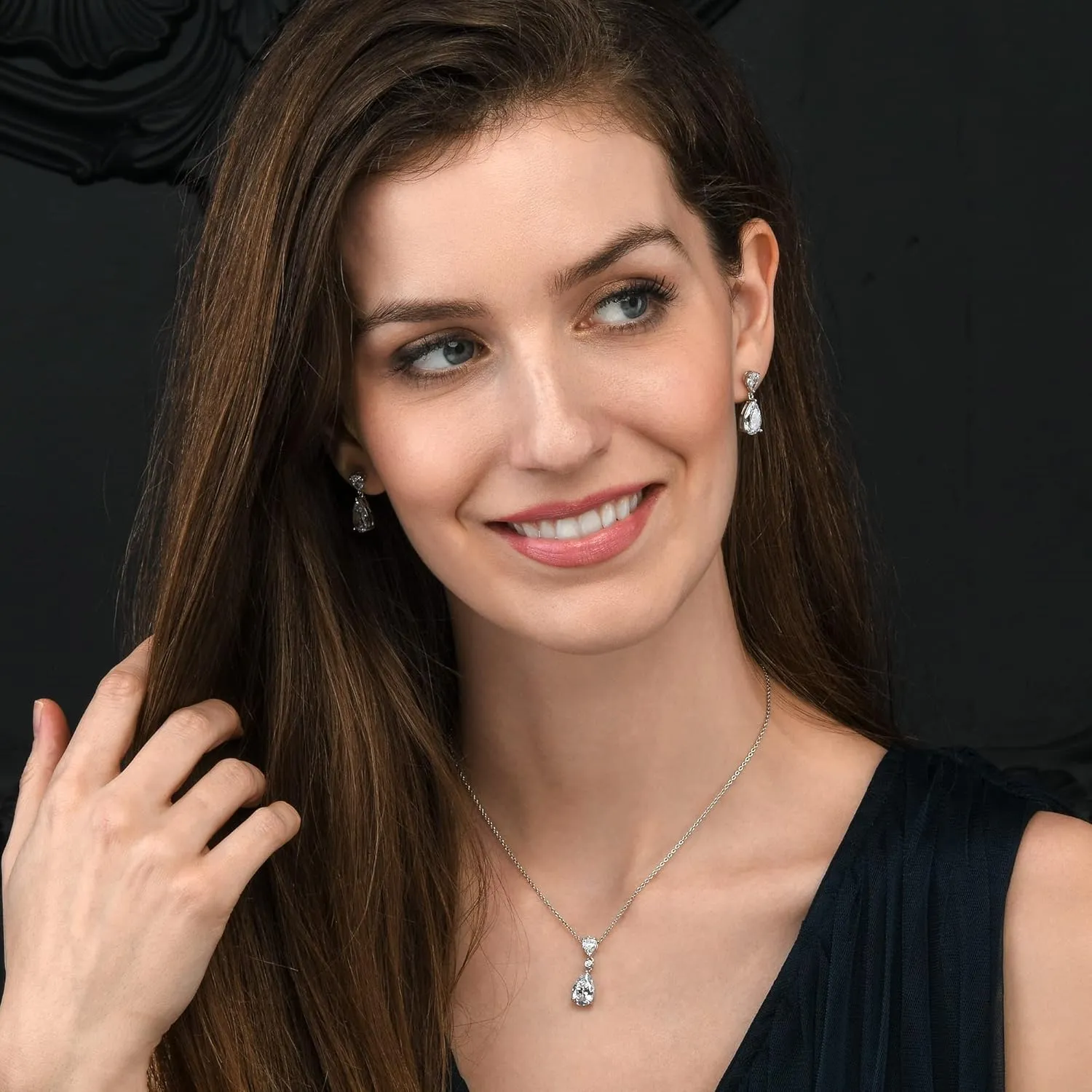925 Sterling Silver Teardrop Earrings for Women with Colored and White Cubic Zirconia, Sterling Silver Drop Earrings for Women, Elegant Silver, Gold or Rose Gold Dangle Earrings,