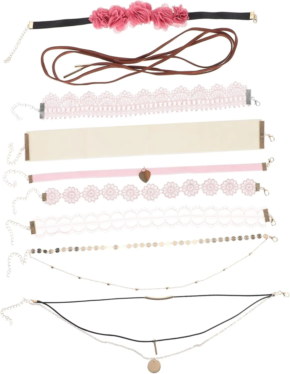 9pcs Floral Choker Necklace Lace Collar Necklaces for Women for Festivals Cosplay and Casual Wear and Elegant Design