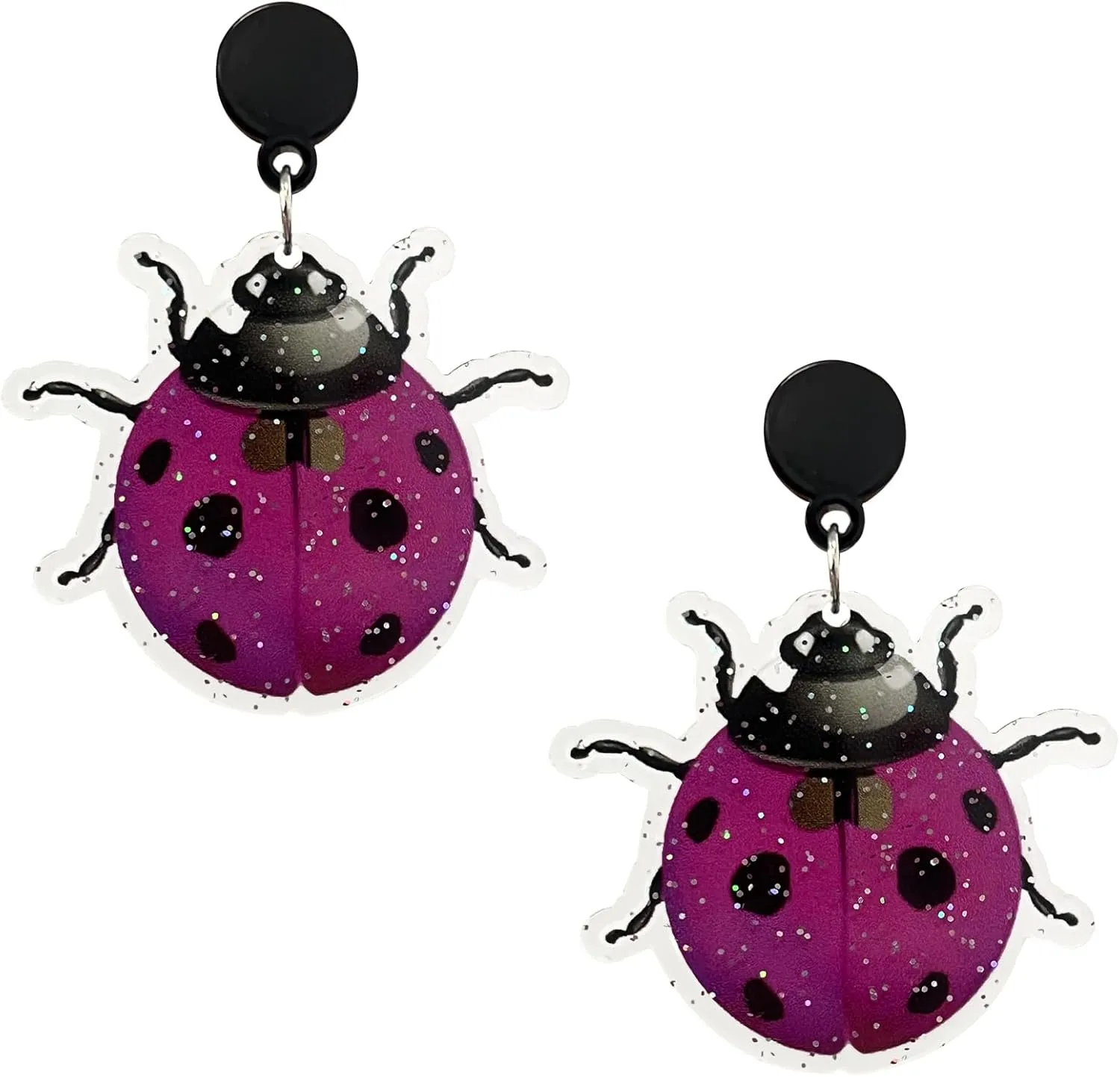 Acrylic Animal Ladybug Dangle Drop Earrings Cute Lightweight Handmade Stud Earrings for Women Fun Cartoon Bug Jewelry