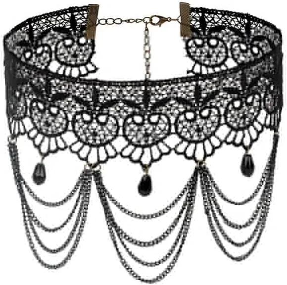 Adjustable Women Gothic Choker Necklace Costume Cosplay Nightclub Party Leather Handmade Neck Collar Choker
