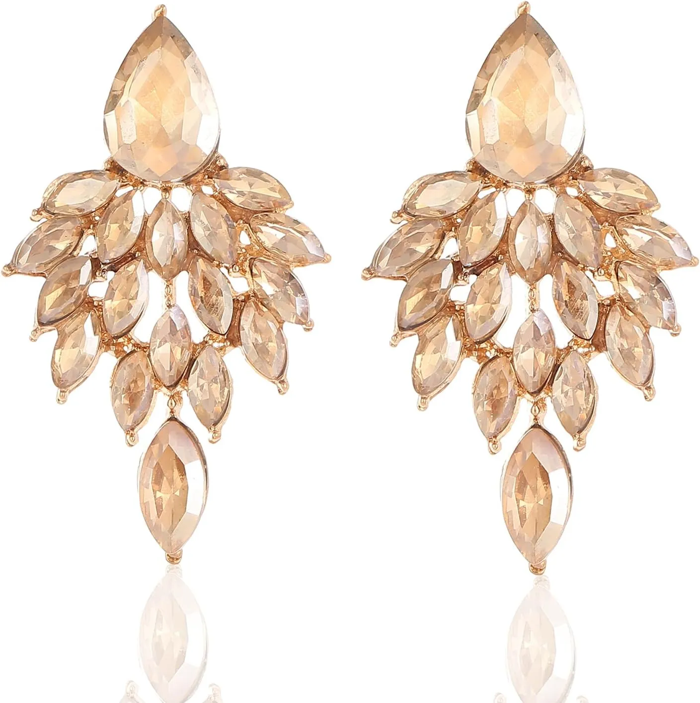 ATIMIGO Rhinestone Cluster Drop Earrings Elegant Crystal Statement Earrings Bridal Wedding Prom Earrings for Women