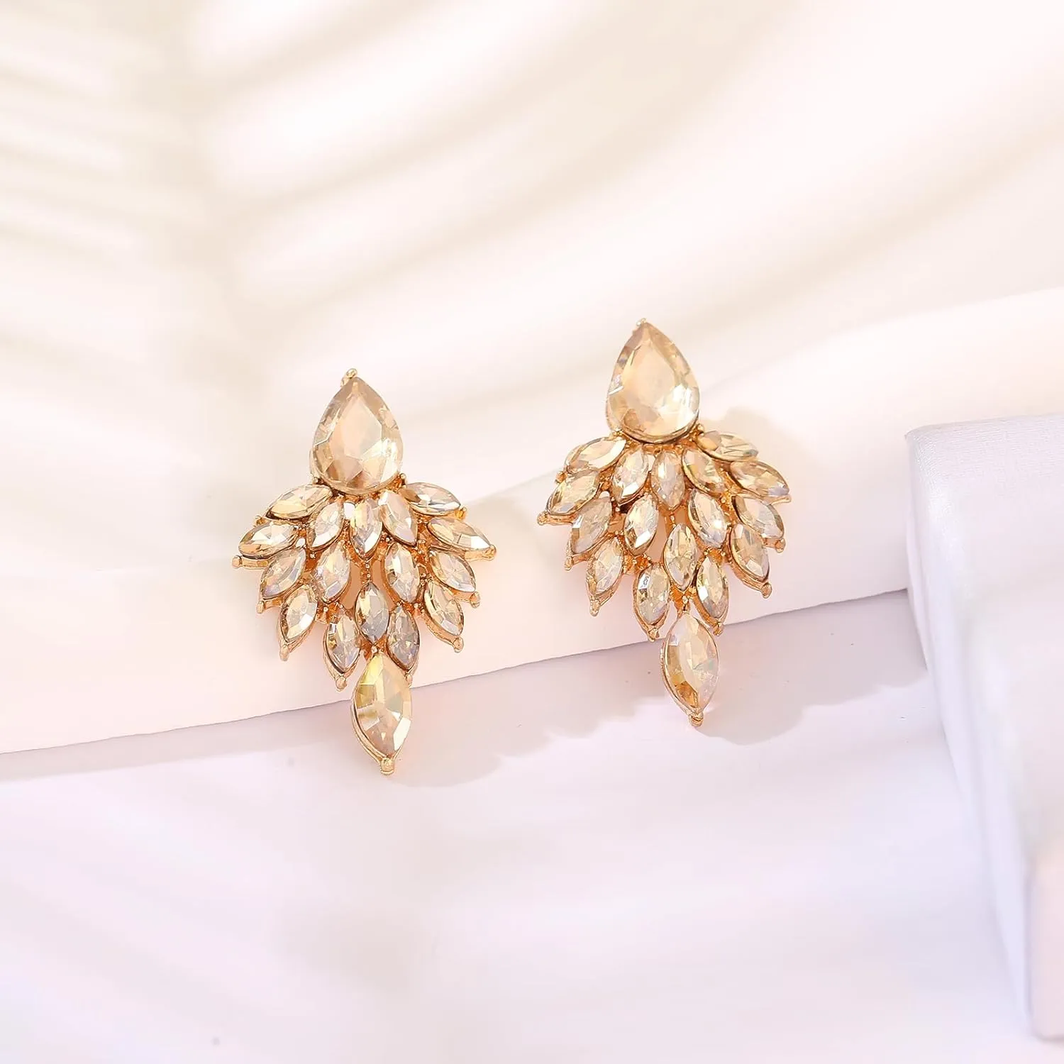 ATIMIGO Rhinestone Cluster Drop Earrings Elegant Crystal Statement Earrings Bridal Wedding Prom Earrings for Women