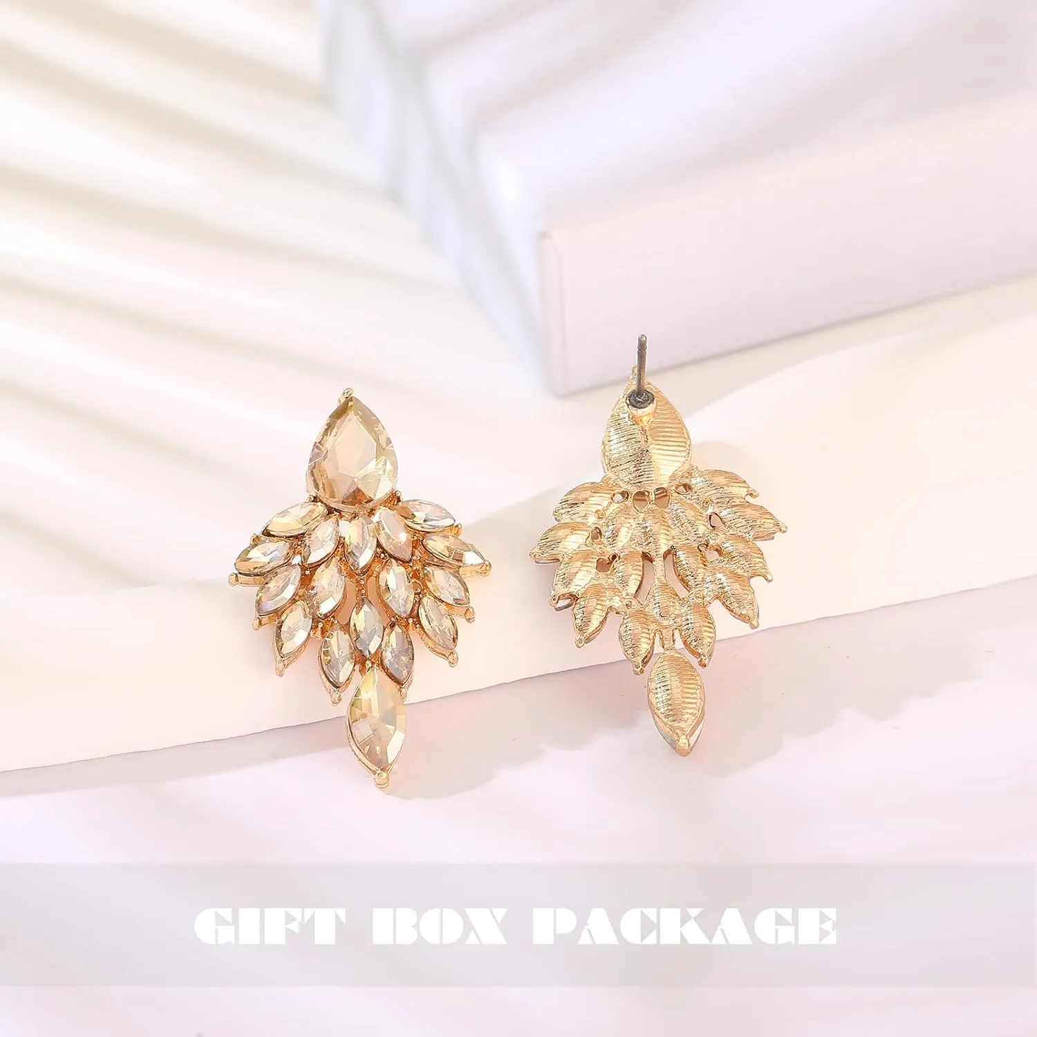 ATIMIGO Rhinestone Cluster Drop Earrings Elegant Crystal Statement Earrings Bridal Wedding Prom Earrings for Women