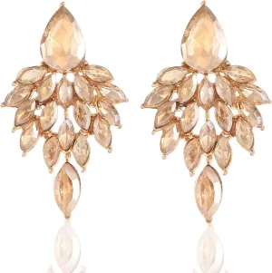ATIMIGO Rhinestone Cluster Drop Earrings Elegant Crystal Statement Earrings Bridal Wedding Prom Earrings for Women