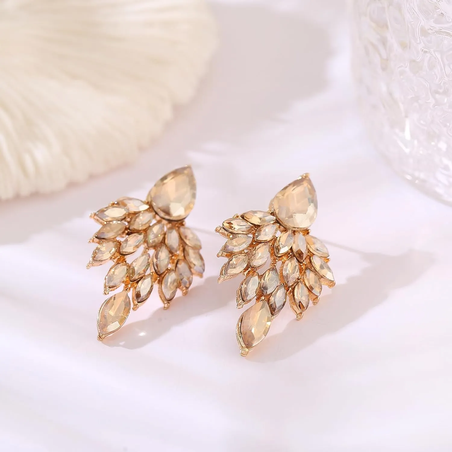 ATIMIGO Rhinestone Cluster Drop Earrings Elegant Crystal Statement Earrings Bridal Wedding Prom Earrings for Women