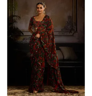 Autumn Whisper Pre-Draped Sari Set