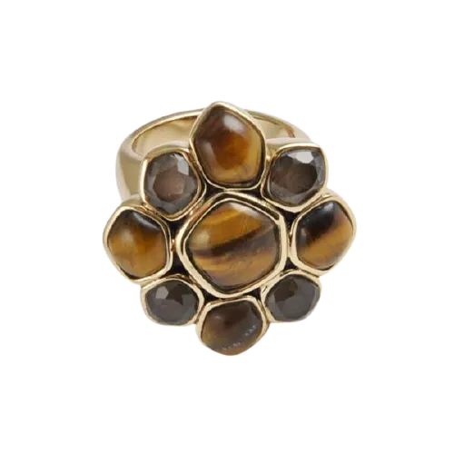 Barse Tiger Eye Flower Ring