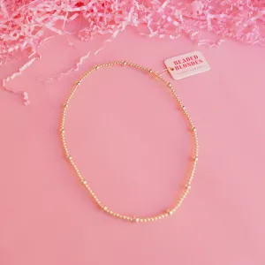 BB Olive Gold Beaded Necklace 20" No Clasp