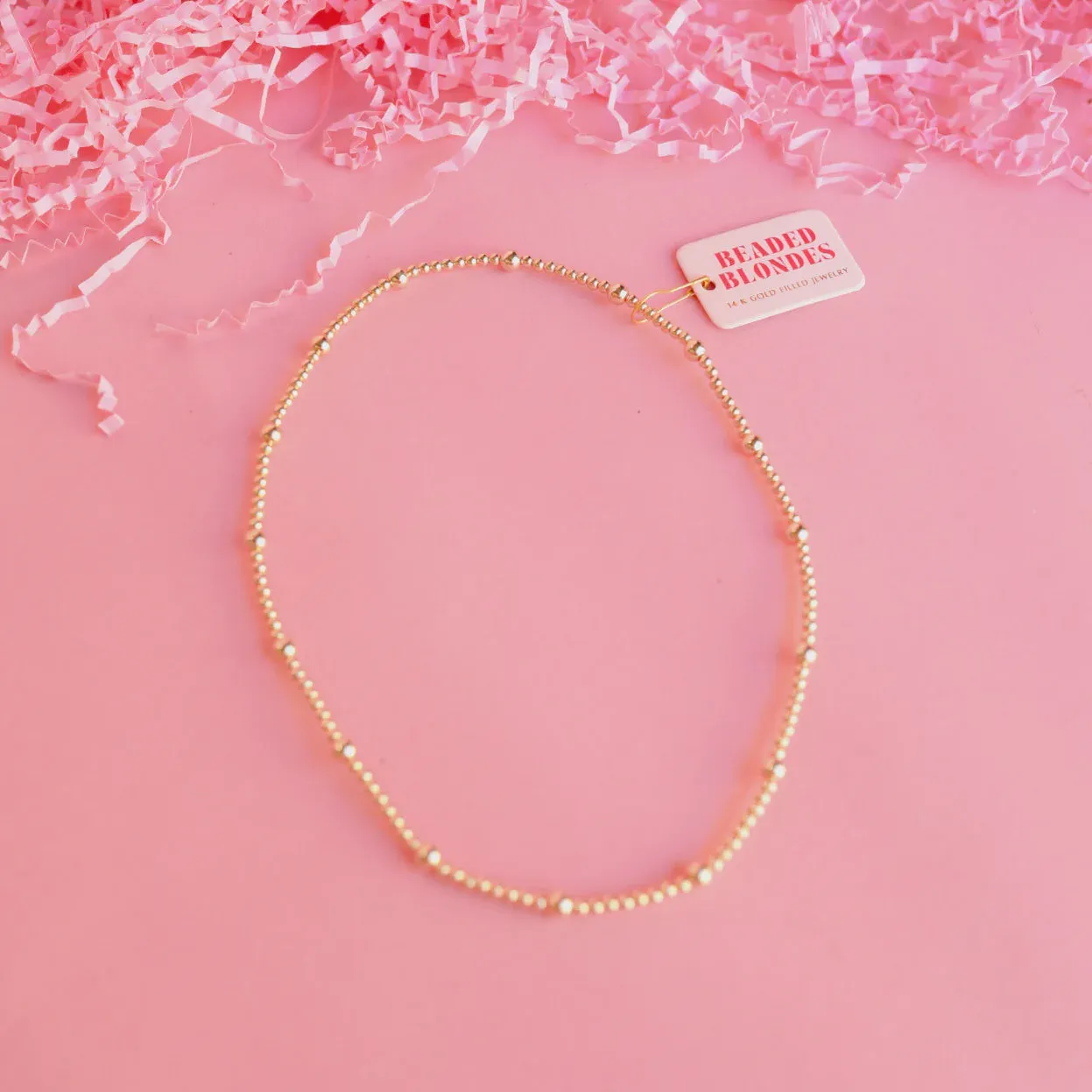 BB Olive Gold Beaded Necklace 20" No Clasp