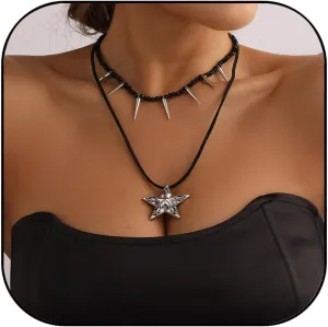 Black Leather Choker Necklaces for Women Cute Butterfly Star 90S Vintage Choker Collar Y2k Punk Emo Gothic Jewelry Gifts