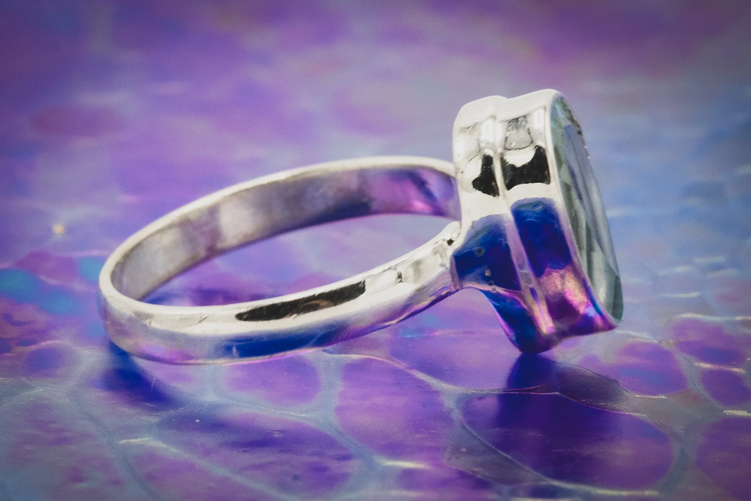 Blue Topaz Gemstone Ring for Cremation Ash