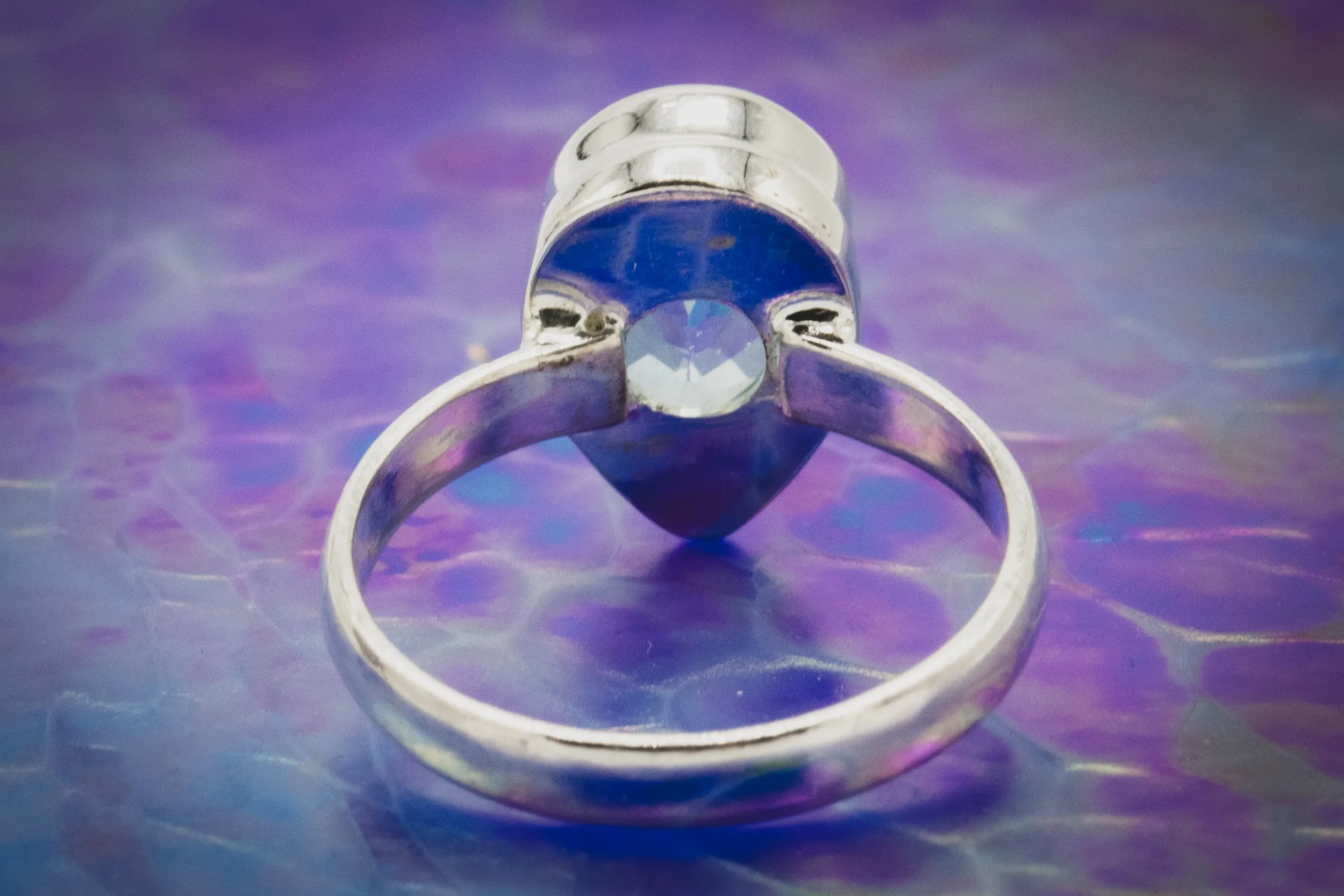 Blue Topaz Gemstone Ring for Cremation Ash