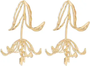 BSLVWG Exaggerated Earrings for Women Gold Silver Plated Tulip Dangle Earrings Trendy Big Flower Earrings Drop Dangle Hanging Hoop Earrings Stud Jewelry for Women