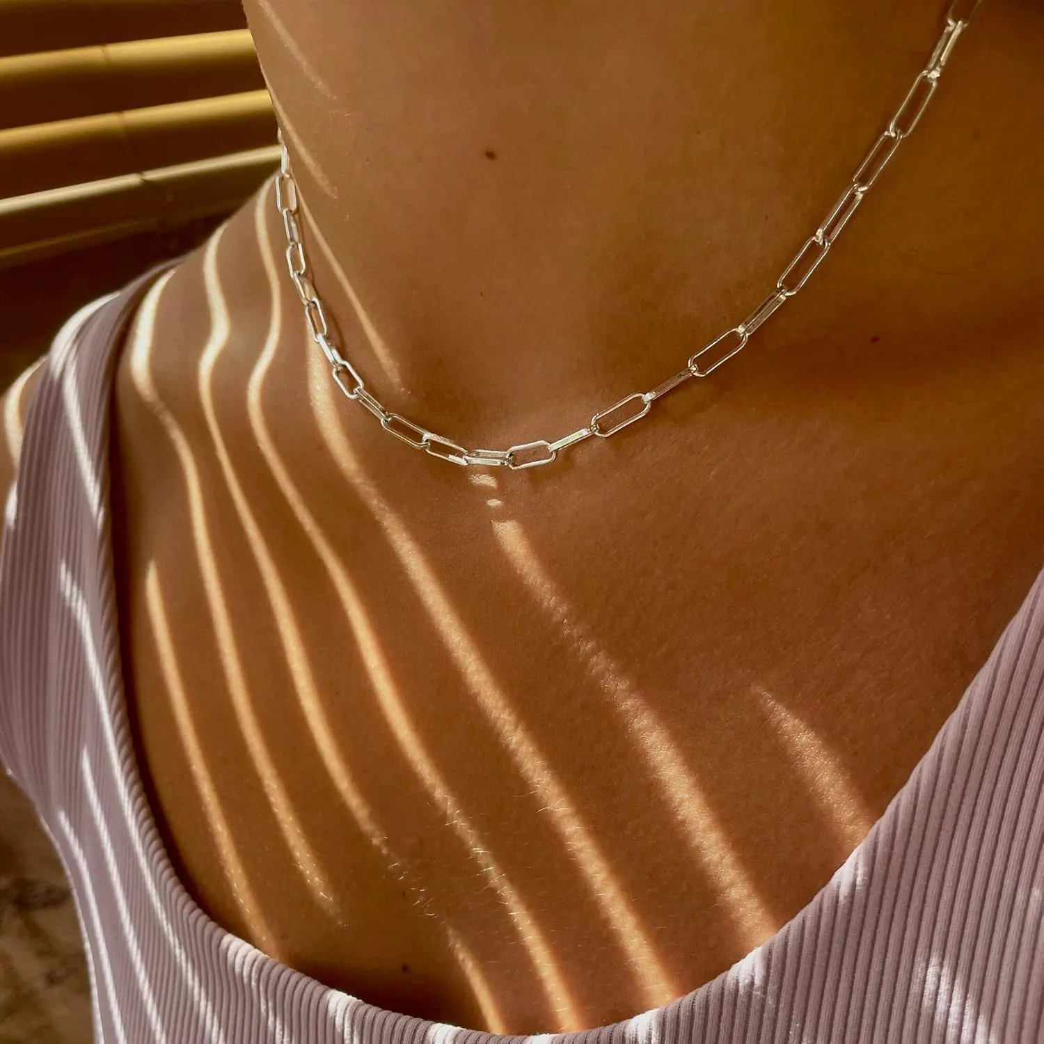 CHESKY Dainty Gold Necklace for Women, Trendy 14k Gold Plated/Sterling Silver Satellite Choker Necklace Thin Beaded Layered Choker Necklaces Discs Paperclip Chain Necklaces Womens Simple Jewelry Gift